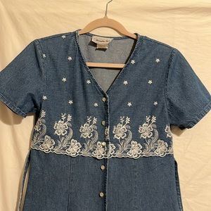 Denim embroidered dress